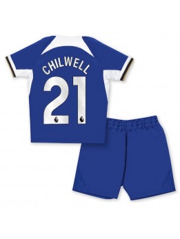 Billige Chelsea Ben Chilwell #21 Hjemmedraktsett Barn 2023-24 Kortermet (+ Korte bukser)